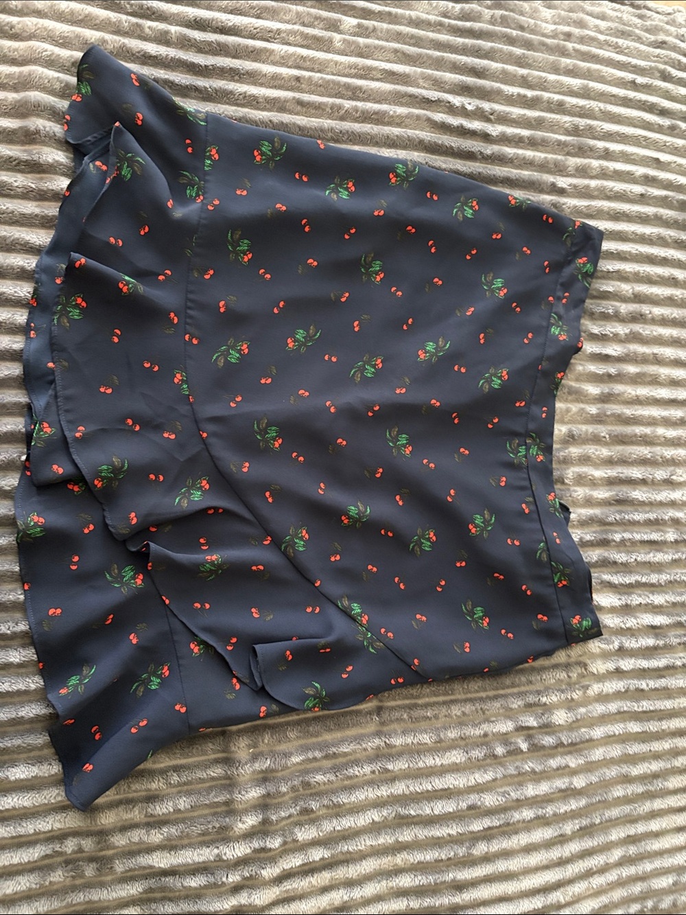 Banana Republic Navy Cherry-Print Ruffle Mini Skirt